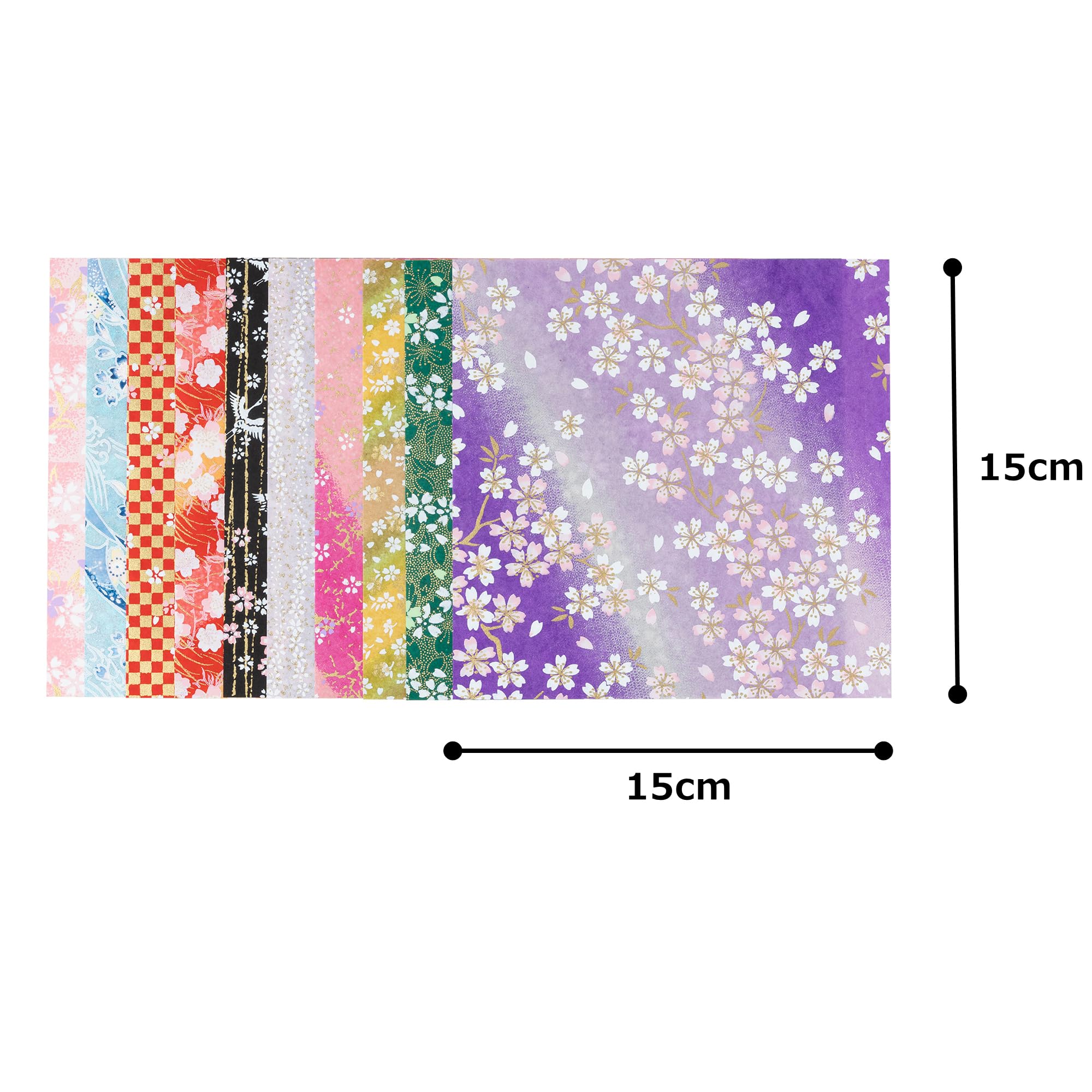 Amazon | 和紙かわ澄 特撰 手染め 桜柄の千代紙 友禅和紙 15cm 10柄入